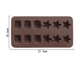 Molde silicona 6 estrellas y 6 regalos
